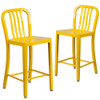 2 " High Yellow Metal Counter Height Stool, PK2  2-CH-61200-24-YL-GG