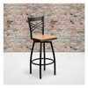 Flash Furniture Black X Swivel Stool-Nat Seat,PK2 2-XU-6F8B-XSWVL-NATW-GG