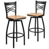 Flash Furniture Black X Swivel Stool-Nat Seat,PK2 2-XU-6F8B-XSWVL-NATW-GG