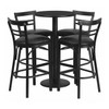 Round Blk Bar Table,Rnd Base,Blk Vnyl Seat,24", Laminate Top, Wood Grain