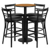 Round Natural Bar Table,Rnd Base,Blk Seats,24", Laminate Top, Wood Grain  RSRB1035-GG
