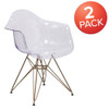 Allure Series Transparent Side Chair with Gold Base,PK2  2-FH-132-CPC1-GG
