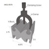Hhip 4-7-8 X 3-1-2 X 2-3-4 Toolmaker's V-Blocks With  Clamp In Slot 3402-0970