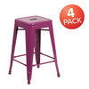 4PK 24" High Backless Purple Counter Height Stool