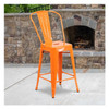 4PK 24"H Orange Metal Counter Height Stool w/Back