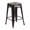 24" High Backless Black/Gold Counter Height Stool