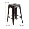 24" High Backless Black-Gold Counter Height Stool  CH-31320-24-BQ-GG