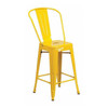 24" High Yellow Metal Counter Height Stool w/Back