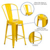 24" High Yellow Metal Counter Height Stool w-Back  CH-31320-24GB-YL-GG