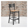Flash Furniture Black Grid Stool-Nat Seat,PK2 2-XU-DG-60116-GRD-BAR-NATW-GG