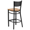 Flash Furniture Black Grid Stool-Nat Seat,PK2 2-XU-DG-60116-GRD-BAR-NATW-GG