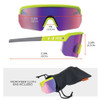 AEGIR-MI, Safety Glasses, Purple Mirror Lens, Lime Frame, Half-Frame