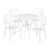 Flash Furniture 35.5" Square White Steel Table w/ 4 Chairs CO-35SQ-02CHR4-WH-GG