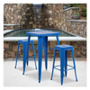 30" High Backless Blue Square Metal Barstool, PK4