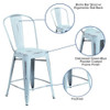 Flash Furniture Distressed Gn-Blue Metal Stool ET-3534-24-DB-GG