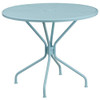 35.25" Round Sky Blue Steel Table with 2 Chairs  CO-35RD-03CHR2-SKY-GG
