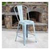 Flash Furniture Distressed Gn-Blue Metal Stool,PK4 4-ET-3534-24-DB-GG