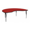 Kidney Table,Kidney Shp,Red,48x72", 48" W, 72" L, 25.125" H, Laminate, Red