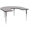 Horseshoe Activity Table, Chrome, Laminate, Particleboard, Steel, Grey  XU-A6066-HRSE-GY-T-A-GG