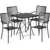 28" Square Black Steel Folding Table w- 4 Chairs  CO-28SQF-02CHR4-BK-GG