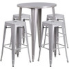 Round 30" W, 30" L, 41" H, Metal, Grey  CH-51090BH-4-30SQST-SIL-GG