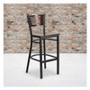 Flash Furniture Bk/Wal Slat Stool-Wood Seat,PK2 2-XU-DG-6H1B-WAL-BAR-MTL-GG