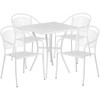 28" Square White Steel Patio Table with 4 Chairs  CO-28SQ-03CHR4-WH-GG