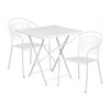 28" Square White Steel Folding Table w/ 2 Chairs