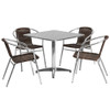 Square Table Set, Aluminum, Plastic, Rattan, Stainless Steel, Grey  TLH-ALUM-32SQ-020CHR4-GG