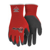 Coated Gloves, Latex, Textured, Palm, 3 Abrasion Level, Red, S (7) 1 PR