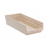 Shelf Storage Bin, Polypropylene, Ivory, 4 in H, 8 3/8 in W, 17 7/8 in L