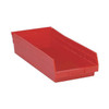 Shelf Storage Bin, Polypropylene, Red, 4 in H, 8 3/8 in W, 17 7/8 in L