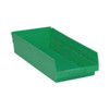 Shelf Storage Bin, Polypropylene, Green, 4 in H, 8 3/8 in W, 17 7/8 in L