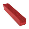 Shelf Storage Bin, Polypropylene, Red, 4 in H, 4 1/8 in W, 23 5/8 in L