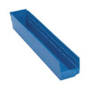 Shelf Storage Bin, Polypropylene, Blue, 4 in H, 4 1/8 in W, 23 5/8 in L