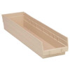 Shelf Storage Bin, Polypropylene, Ivory, 4 in H, 6 5-8 in W, 23 5-8 in L  QSB106IV