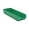 Shelf Storage Bin, Polypropylene, Green, 4 in H, 8 3/8 in W, 23 5/8 in L