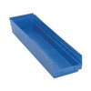 Shelf Storage Bin, Polypropylene, Blue, 4 in H, 6 5/8 in W, 23 5/8 in L
