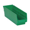 Shelf Storage Bin, Polypropylene, Green, 4 in H, 4 1/8 in W, 11 5/8 in L