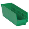 Shelf Storage Bin, Polypropylene, Green, 4 in H, 4 1-8 in W, 11 5-8 in L  QSB101GN