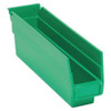Shelf Storage Bin, Polypropylene, Green, 4 in H, 2 3-4 in W, 11 5-8 in L  QSB100GN