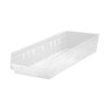 Shelf Storage Bin, Polypropylene, Clear, 4 in H, 8 3/8 in W, 23 5/8 in L