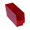 Shelf Storage Bin, Polypropylene, Red, 6 in H, 4 1/8 in W, 11 5/8 in L