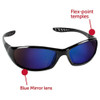 V40 HellRaiser, Safety Glasses, Anti-Scratch, Blue Lens, Black Frame, Full-Frame  20543