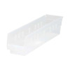 Shelf Storage Bin, Polypropylene, Clear, 4 in H, 4 1/8 in W, 17 7/8 in L