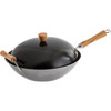 Kitchen Supply 14" Carbon Flat Wok Set J21-9972 629540