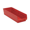 Shelf Storage Bin, Polypropylene, Red, 4 in H, 6 5/8 in W, 17 7/8 in L