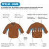 Welding Jacket, Cowhide, 3 oz, 30 in Length, Snaps Closure, 2 Pockets, Brown, S  9215-S