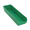 Shelf Storage Bin, Polypropylene, Green, 4 in H, 6 5/8 in W, 23 5/8 in L