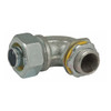 Conduit Fitting Connector, 3/8 in, Liquid-Tight, Steel, Zinc Plated, Gray